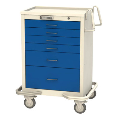 Aluminum and Steel Anesthesia Carts, 32" W x 25" D x 43" H, 4 Small, 1 Medium, 1 Large, Electronic Push Button Lock w/ Key Override SMS-02-V50-MCXITF4110-DB