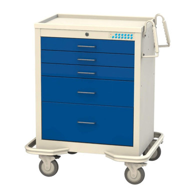 Aluminum and Steel Anesthesia Carts, 32" W x 25" D x 40" H, 3 Small, 1 Medium, 1 Large, Electronic Auto-Lock Keypad w/ Key Override SMS-02-V50-METF3110-DB