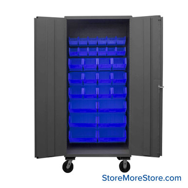Mobile Bin Storage Cabinet 36''W x 24''D x 80''H - 2501M-BLP-30 SMS-01-V43-2501M-BLP-30