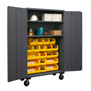 Mobile Bin Storage Cabinet 36''W x 24''D x 80''H - 2501M-4S SMS-01-V43-2501M-4S-95