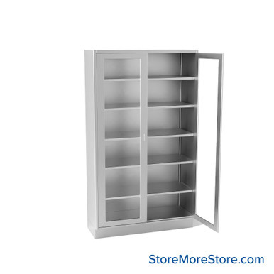 Stainless Steel Cabinet with Glass Doors 48''W x 18''D - SSKIT4-102 SMS-01-V69-SSF4818L