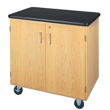 Compact Rolling Oak Storage Cabinet with Locking Doors - 4402K SMS-01-V102-4402K