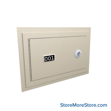 Flush Mount Wall Gun Safe, 13" W x 8.25" H, 1 Compartment, Single Arrangement, Master Key Lock SMS-05-V72-EDHGF01M