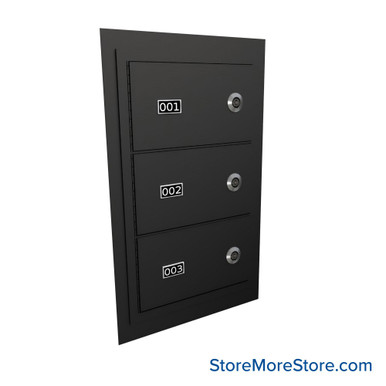 Flush Mount Wall Gun Safe, 13" W x 20.25" H, 3 Compartments, Vertical Arrangement, Tube Lock SMS-05-V72-EDHGF03V