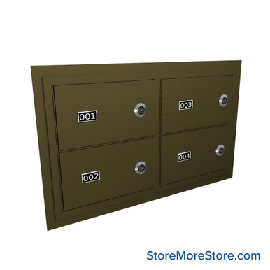 Flush Mount Wall Gun Safe, 25" W x 14.25" H, 4 Compartments, 2 Wide x 2 High Arrangement, Tube Lock SMS-05-V72-EDHGF04