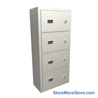 Wall Mounted Gun Locker, 13" W x 6.5" D x 26.25" H, 4 Compartments, Vertical Arrangement, Master Key Lock SMS-05-V72-EDHGS04VM