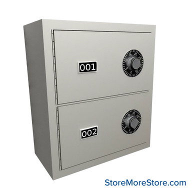 Wall Mounted Gun Locker, 13" W x 6.5" D x 14.25" H, 2 Compartments, Vertical Arrangement, Combination Lock SMS-05-V72-EDHGS02VC