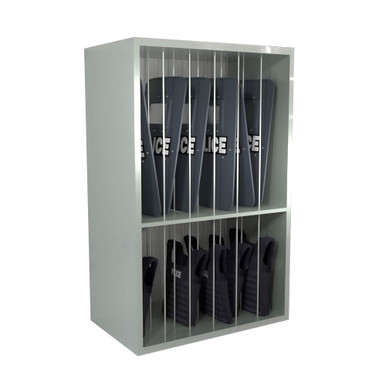 Riot Shield Storage, 48" Wide, Solid Door, Key Lock