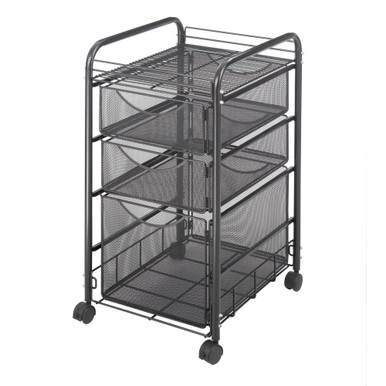 Rolling Mesh File Cart with Three Drawers for Files and Supplies SMS-02-V37-5213