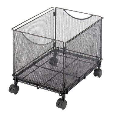 Rolling Mesh File Cube with Wheels for Letter-Size Hanging Folders SMS-02-V37-5211BL
