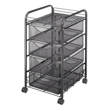Rolling Mesh File Cart with Four Drawers and Top Shelf on Wheels SMS-04-V37-5214BL
