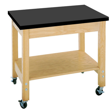 Oak Mobile Equipment Cart with Lower Shelf 36''W x 24''D - 4502K SMS-02-V102-4502K
