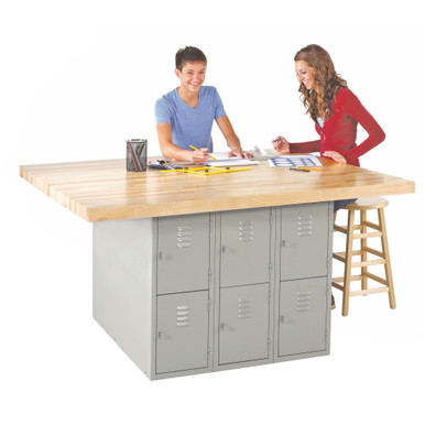 Steel Locker Base Workbench with Maple Top 64''W x 54''D - WB12-0V SMS-10-V102-WB12-0V