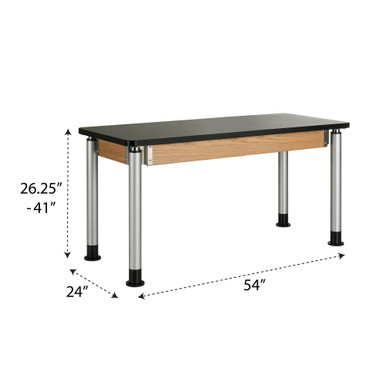 Adjustable Lab Tables 54''W x 24''D x 26''H - P820LBBK SMS-11-V102-P820LBBK