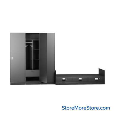 Fire Department Bunk Room Furniture - 3LOCKER1BED-DPL-LPL-2EP SMS-04-V60-3LOCKER1BED-DPL-LPL-2EP