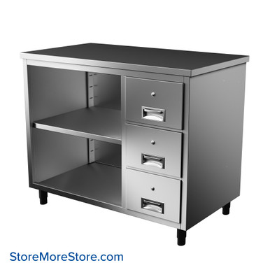 Stainless Steel Table Cabinet 42''W x 30''D x 35''H - TC-CO3042D-kit SMS-10-V94-CO3042D