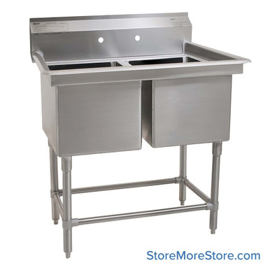 Free Standing Stainless Steel Sink 39''W x 27''D- FN2032-2-14/3 SMS-04-V69-FN2032-2-14/3