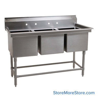 Free Standing Stainless Steel Sink 69''W x 27''D- FN2060-3-14/3 SMS-04-V69-FN2060-3-14/3