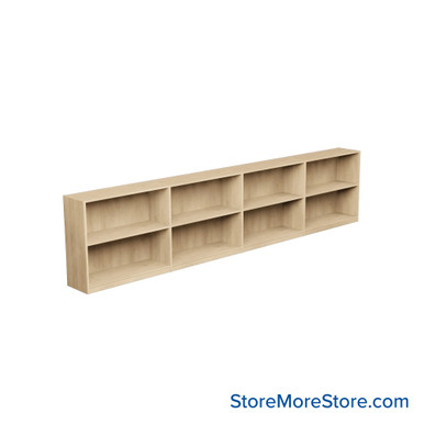Laminate Bookshelf, 145" W x 20" D x 30" H, Double-Sided Shelving, Without Casters SMS-08-V24-H11-3020-4