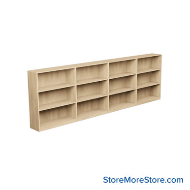Laminate Bookshelf, 145" W x 12" D x 42" H, Single-Sided Shelving, Without Casters SMS-08-V24-H11-4212-4