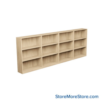Laminate Bookshelf, 145" W x 12" D x 48" H, Single-Sided Shelving, Without Casters SMS-08-V24-H11-4812-4