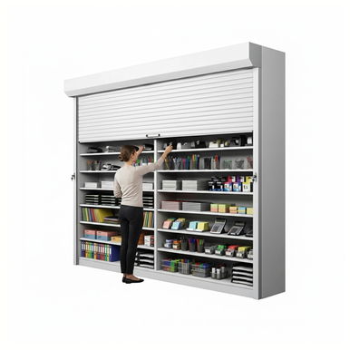 Roll Down Security Door Shutters, 114" W x 124" H, 108 - 113.99" Width Range, Front Mount