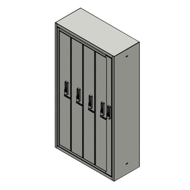 Long Gun Locker, 4 Compartments, Key Lock, Black Textured SMS-05-V128-999-13485-BL