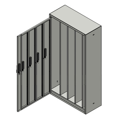 Long Gun Locker, 4 Compartments, Key Lock, Gray Textured SMS-05-V128-999-13485-GY