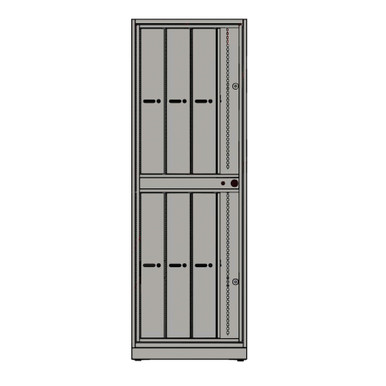 Long Gun Locker, 8 Compartments, Key Lock, Gray Textured SMS-05-V128-999-13482-GY