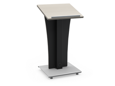 Slim Mobile Lectern with Angled Top and Cable Management