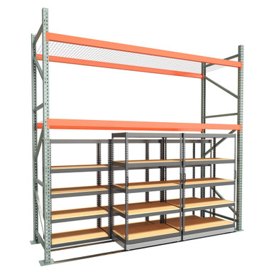 Under Pallet Rack Storage System - 2 Lateral Mobile Carriages, 3 Static - Particle Board - 12 ft - 42'' x 24'' and 48'' x 24'' SMS-03-V158-LAT1248-224-P