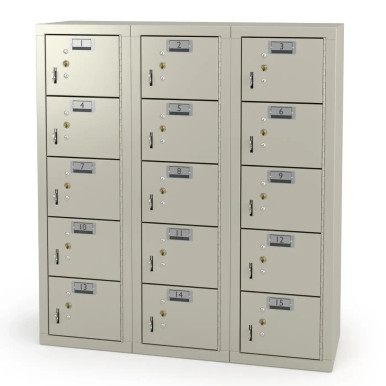 15 Door Cell Phone Locker with Label Holders and Locks - Beige SMS-02-V158-CPL243115-Beige