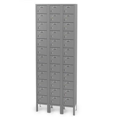 36 Door Cell Phone Locker with Label Holders and Locks - Gray SMS-02-V158-CPL243136-Gray