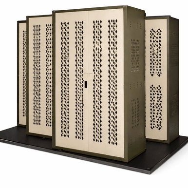 Military Law Enforcement Weapon Storage Sliding Cabinet System - 4 Cabinets - 88W x 49.5D x 76H - Three Deep SMS-07-V25-T221WS-72-2S8B