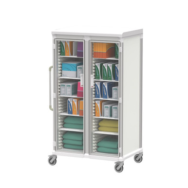 Apollo Double Narrow Glass Door Shelf Supply Cart 72.4 Inch SMS-04-V59-BDL-APL4UU-GD-SHLV1