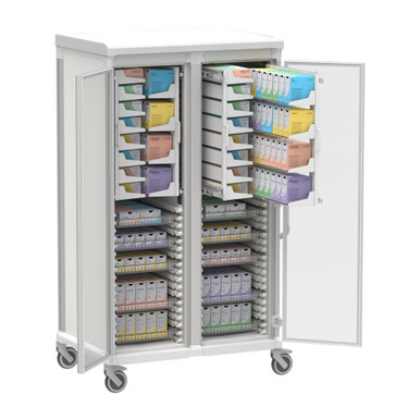 Apollo Double Narrow Glass Door Dual Access Suture Cart 72.4 Inch SMS-04-V59-BDL-APL4UU-GD-SUT2