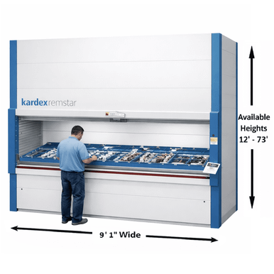Kardex Remstar Shuttle XLD 500 Vertical Lift Module (VLM) 9' 1'' W x 10' 1'' D x 22' 2'' H Standard Duty Automated Storage and RetrievalSystem (ASRS)