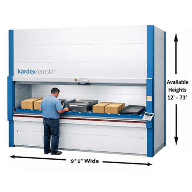 Kardex Remstar Shuttle XLD 500 Vertical Lift Module (VLM) 9' 1'' W x 10' 1'' D x 22' 2'' H Medium Duty Automated Storage and RetrievalSystem (ASRS)