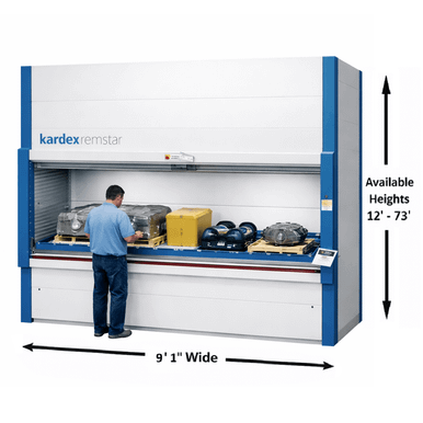 Kardex Remstar Shuttle XLD 500 Vertical Lift Module (VLM) 9' 1'' W x 10' 1'' D x 22' 2'' H Heavy Duty Automated Storage and RetrievalSystem (ASRS)