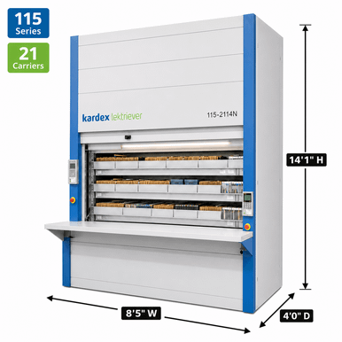 Kardex-Remstar Lektriever 115 Vertical Carousel Power File 5'11'' W x 4'0'' D x 14'1'' H - 21 Carrier Letter File Storage