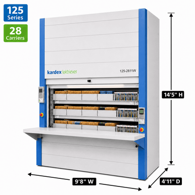 Kardex-Remstar Lektriever 125 Vertical Carousel Power File 9'8'' W x 4'11'' D x 14'5'' H - 28 Carrier Letter Legal Storage