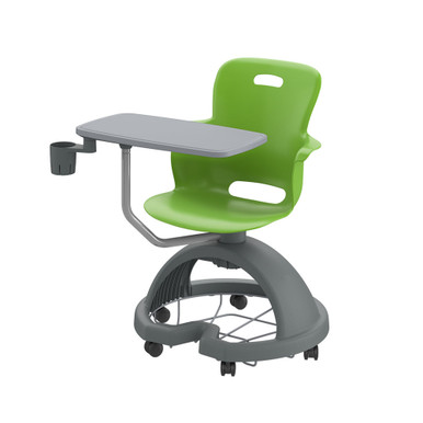 Ethos 18 Inch Storage Base Chair with Swivel Seating Shell, Articulating Work Surface, and Cup Holder - Green Apple SMS-05-V158-2ES1C2.8E