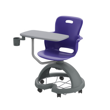 Ethos 18 Inch Storage Base Chair with Swivel Seating Shell, Articulating Work Surface, and Cup Holder - Navy SMS-05-V158-2ES1C2.8J