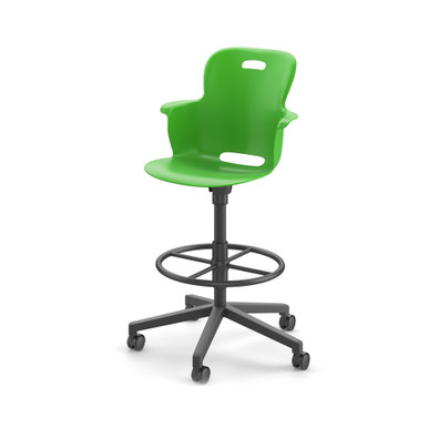 Ethos Five Star Base Stool Height Chair with Swivel Seating Shell and Hard Wheel Casters - Green Apple SMS-05-V158-2ES4C0.8E