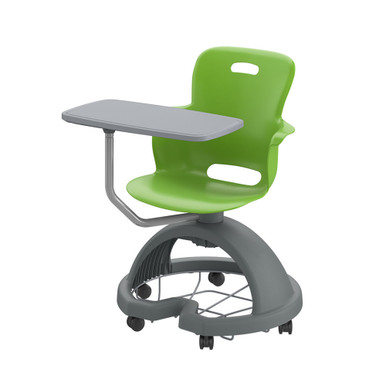 Ethos 18 Inch Storage Base Chair with Swivel Seating Shell, Pencil Rim Work Surface, and Soft Wheel Casters - Green Apple SMS-05-V158-2ES1CSW1.8E