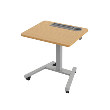 Fuzion 22 x 26 Sit to Stand Table with Height Adjustable Base, Grommet, Locking Casters - Maple/Fog SMS-06-V158-2FZPN7G.2226.PL.H.I.0