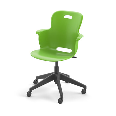 Ethos Five Star Base Chair with Swivel Soft Plastic Seating Shell and Hard Wheel Casters - Green Apple SMS-05-V158-2ES2C0.8E