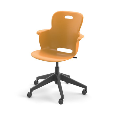 Ethos Five Star Base Chair with Swivel Soft Plastic Seating Shell and Hard Wheel Casters - Orange SMS-05-V158-2ES2C0.8F