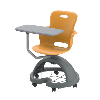 Ethos 18 Inch Storage Base Chair with Swivel Seating Shell and Articulating Work Surface - Orange SMS-05-V158-2ES1C1.8F