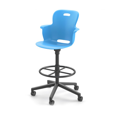 Ethos Five Star Base Stool Height Chair with Swivel Seating Shell and Soft Wheel Casters - Sky SMS-05-V158-2ES4CSW0.8D